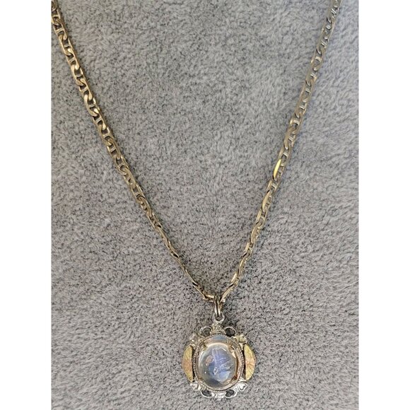Vintage Moonstone Gemstone Pendant Sterling Silver 925 Necklace and Dainty Chain - Picture 2 of 9